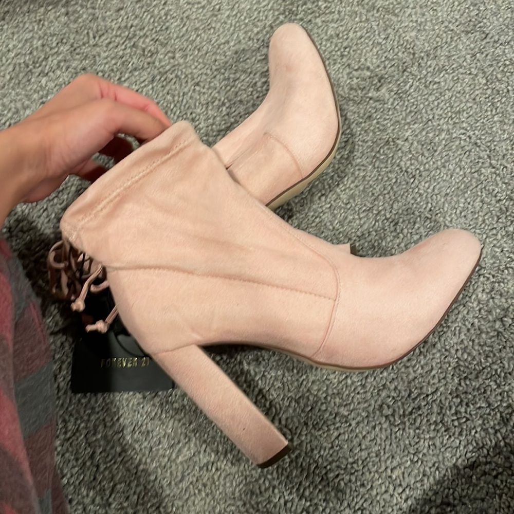 Forever 21 Pink suede block heel